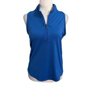 NWT Greyson Women’s Medium Blue Sleeveless Zip-Up Tank Top Sporty Athletic